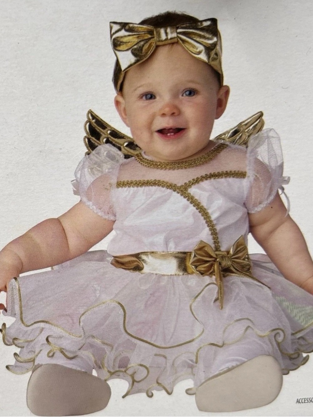 Guardian Angel Costume Infants' Dress 3pc Set - White & Gold Size (6-12 mo) NWT
